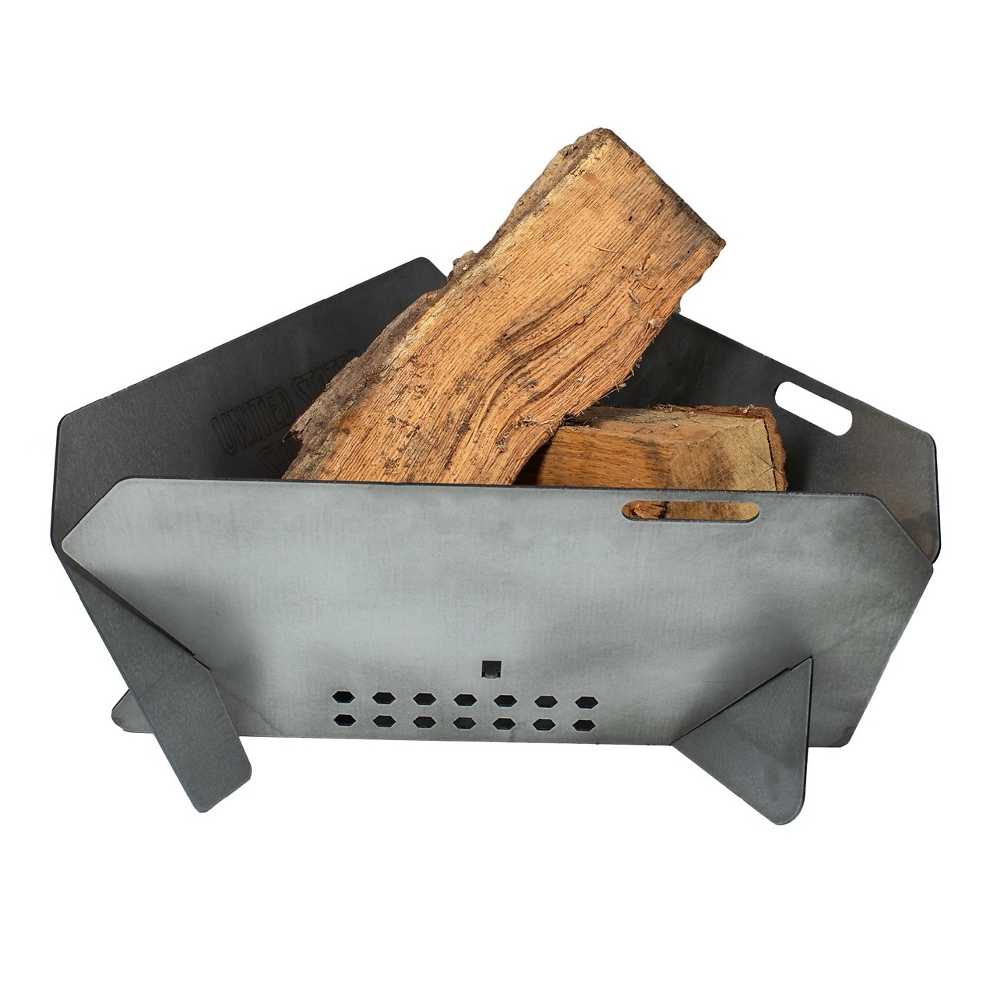 US Stove Company Triangular Fire Pit — 14in. x 28in. x 30in., 7-Ga. Steel, Collapsible, Large, Model# US30TP